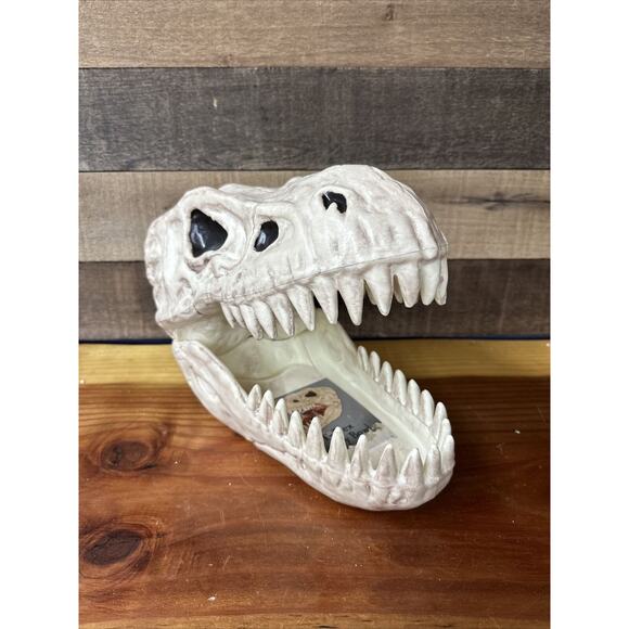 T Rex Skull Candy Bowl Seasons USA Halloween Prop Decor Dinosaur 12” Long - Picture 1 of 8